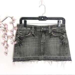 Miss Me Dark Wash/Black Distressed Denim Skirt